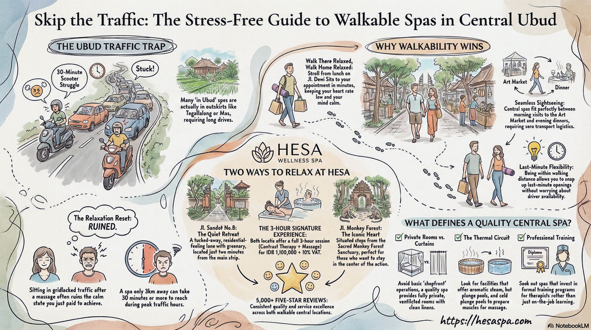 Infographic comparing affordable spa package options in Ubud center, including pricing, inclusions, and value breakdown