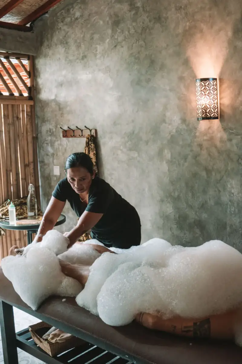 Hammam bubble massage treatment Ubud Bali Hesa Spa