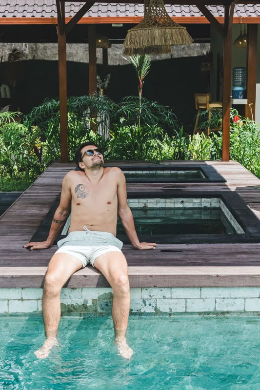 Cold plunge pool contrast therapy at Hesa Villas Ubud Bali