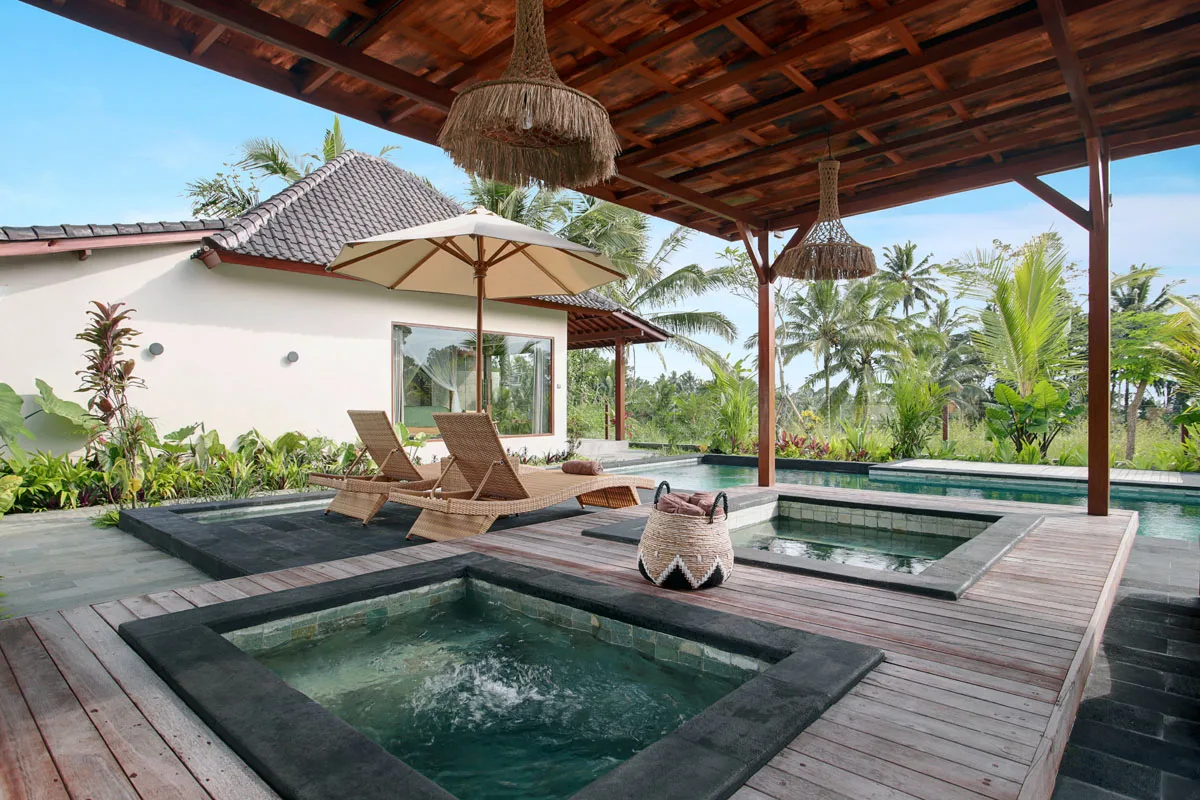 Hot tub and cold plunge deck at Hesa Villas Ubud Bali