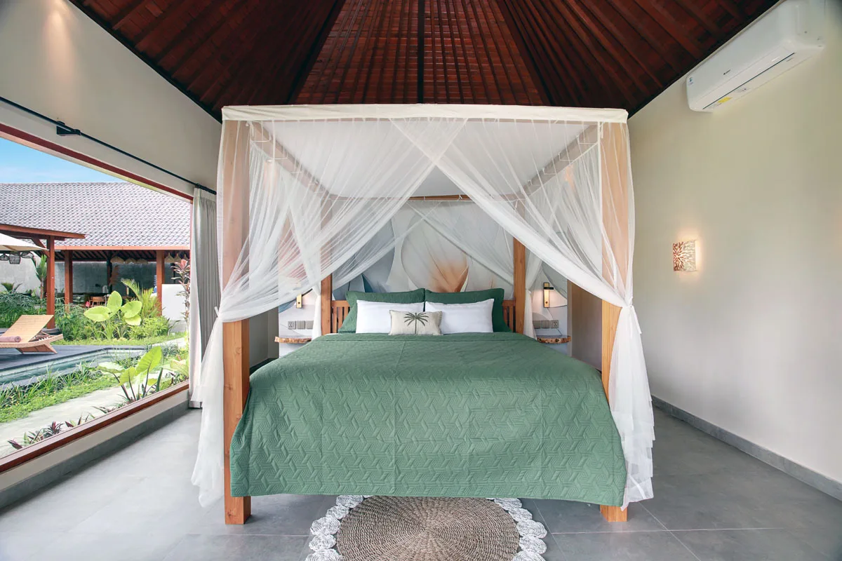 Premium king bed bedroom at Hesa Villas Ubud Bali