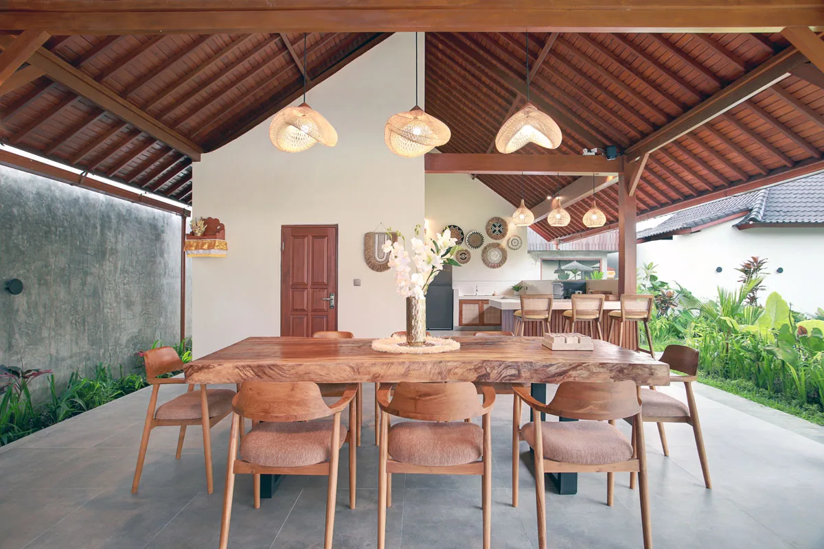 Outdoor dining pavilion Hesa Villas Ubud Bali